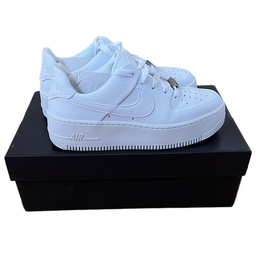 Nike Air Force 1 Sage Low Triple White Platform Sneakers